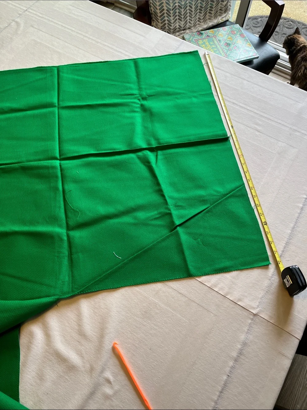 Two Green and White Waffle-Knit Textured Fabrics and 5 Unfinished Cloths